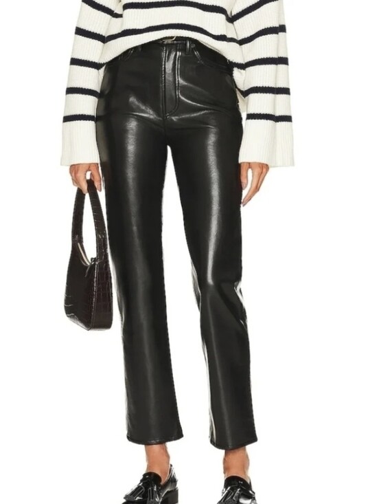Agolde Pants - Agolde Recycled Leather 90's Pinch Waist Pants In Detox Black Size 31 NWT $348